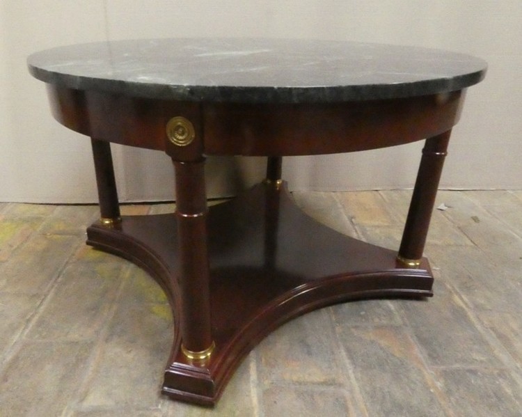 Empire Style Round Coffee Table Marble, Antique Round Marble Top Coffee Table