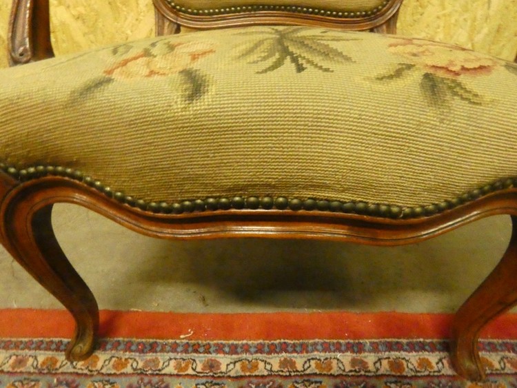 A 8553 - Needlepoint armchair Louis XV 1900