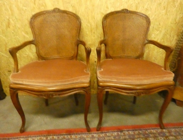 A 8559 - Pair Louis XV caned Armchairs 1900